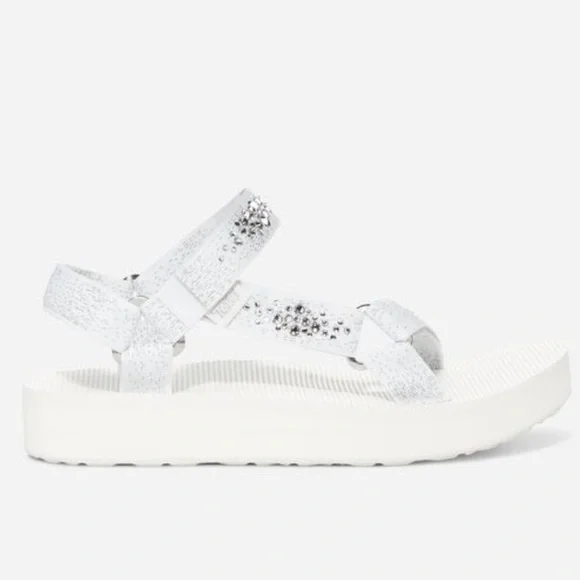 Teva Shoes Womens Teva Mid Form Universal White Bling Sandals